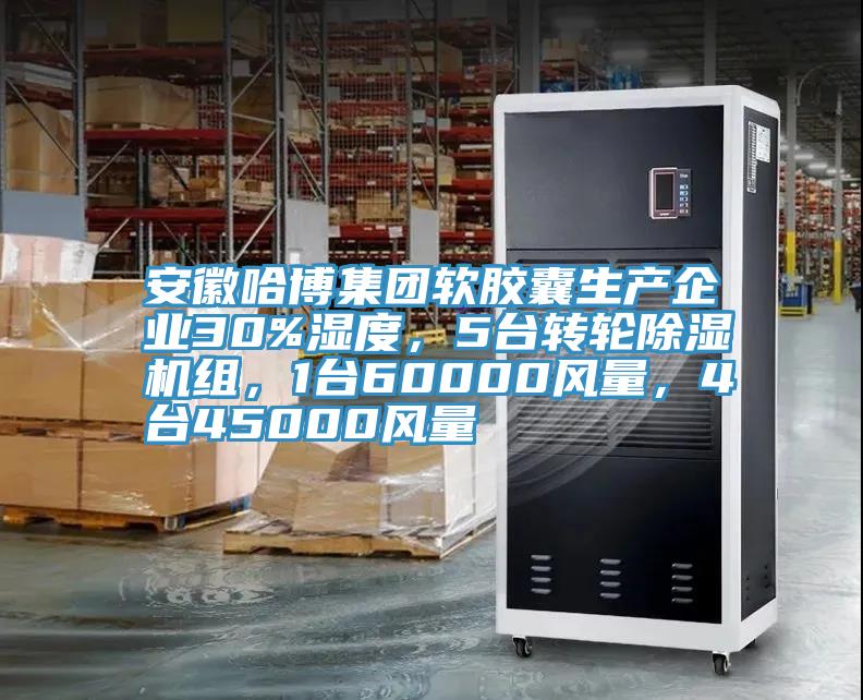 安徽哈博集團(tuán)軟膠囊生產(chǎn)企業(yè)30%濕度，5臺(tái)轉(zhuǎn)輪除濕機(jī)組，1臺(tái)60000風(fēng)量，4臺(tái)45000風(fēng)量